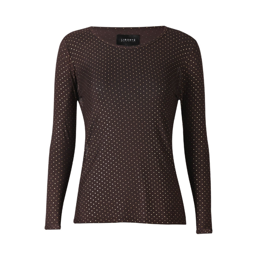 LIBERTÃ dame bluse MESH - DARK BROWN GOLD DOT